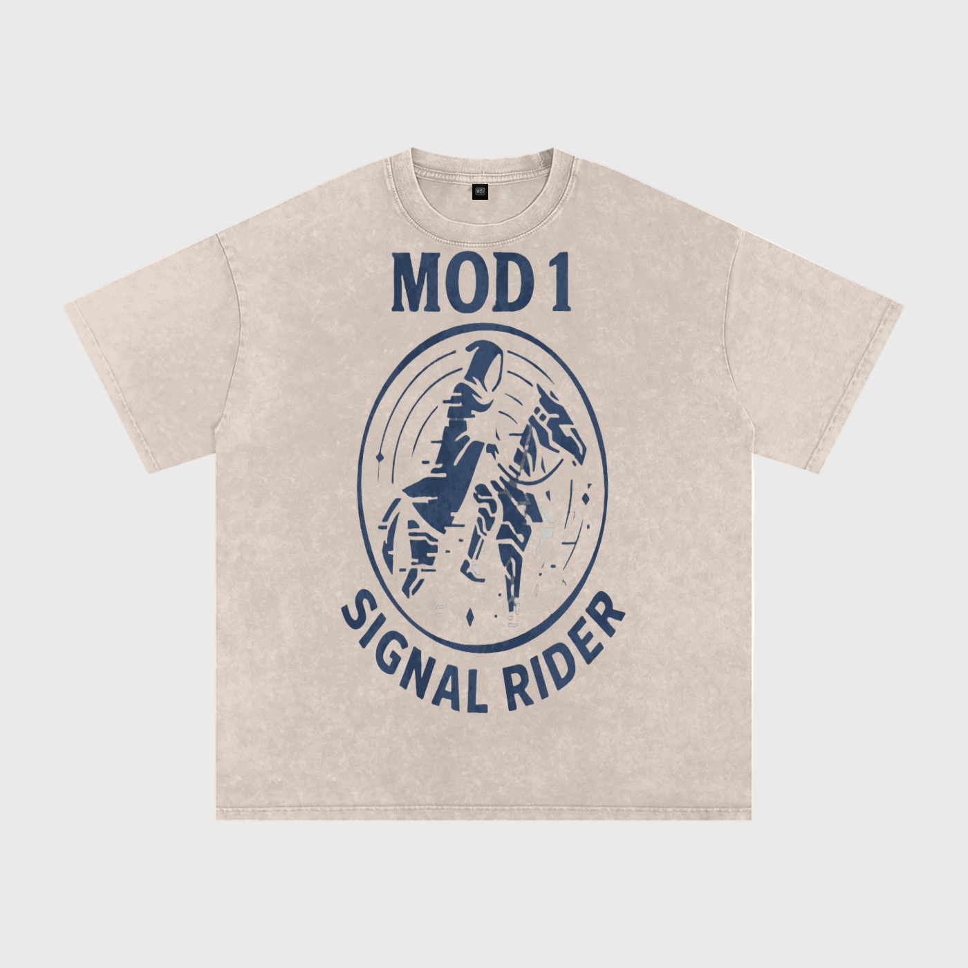 Signal Rider (Indigo Drift) | MOD 1 Snow Washed Oversized Cotton T-Shirt Mold