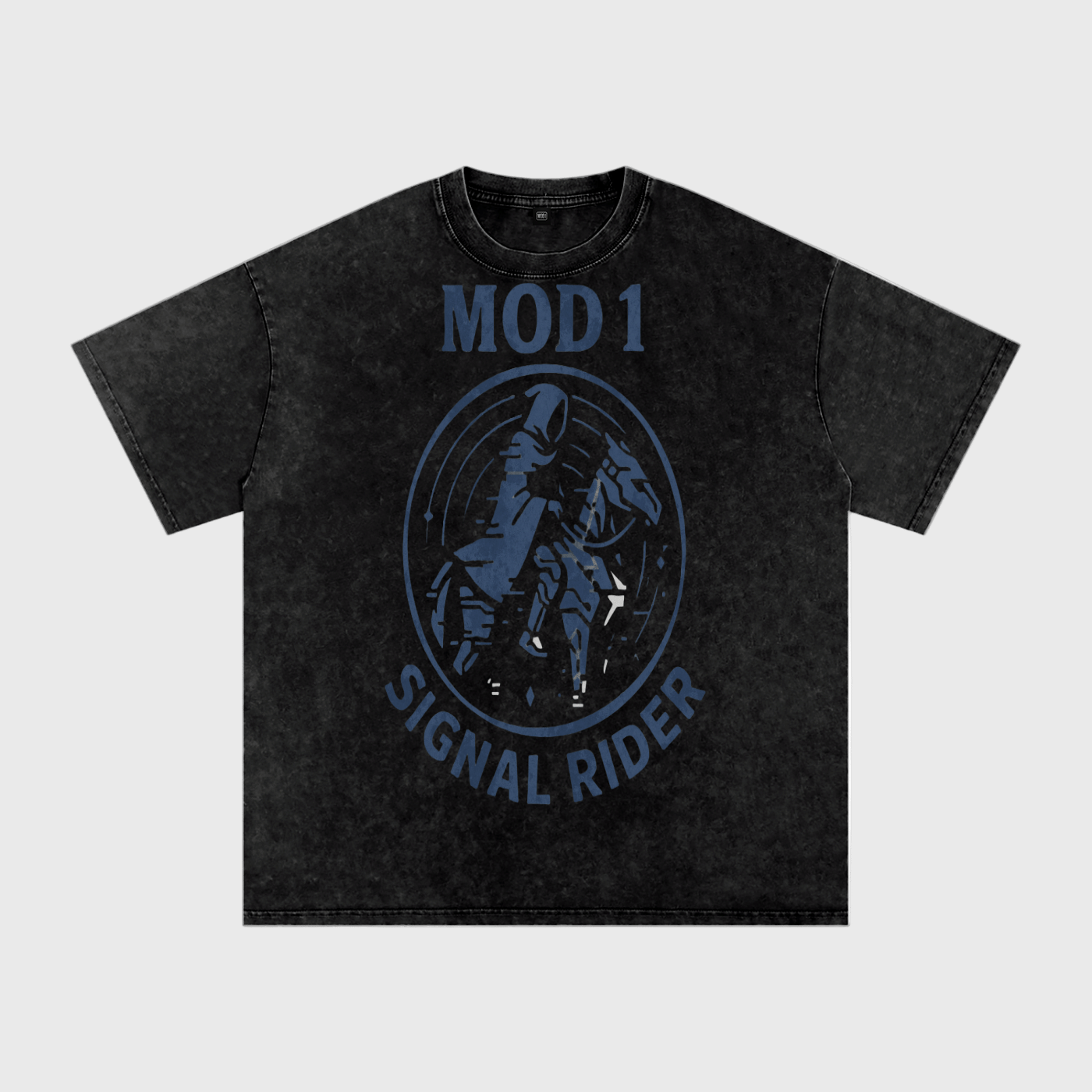 Signal Rider (Indigo Drift) | MOD 1 Snow Washed Oversized Cotton T-Shirt Mold